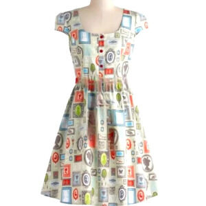Retrolicious Vintage Picture Frame Cotton Dress